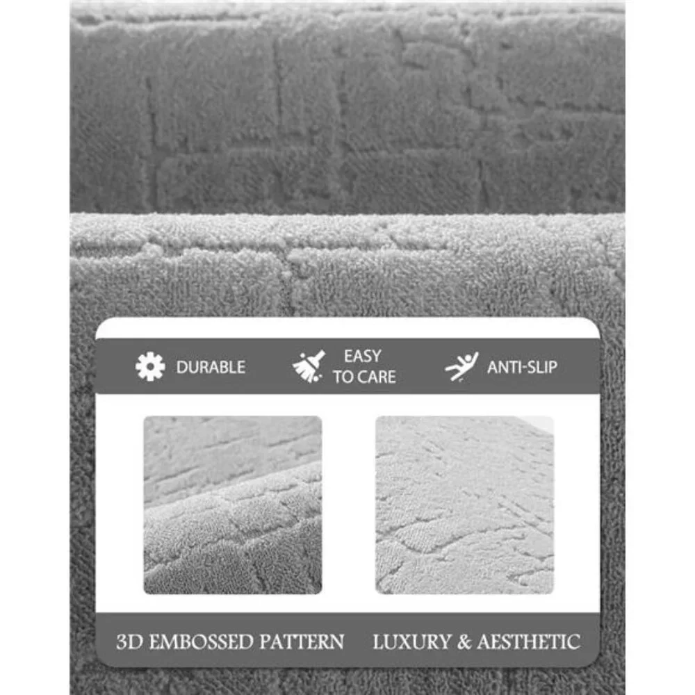 Absorbent Bath Mat Quick Dry Bathroom Rug Non Slip Washable Floor Mat Grey 17x24